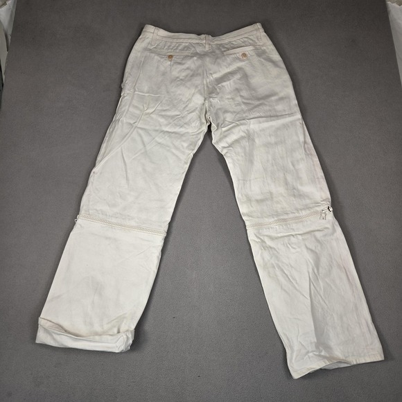 Chino Pants Mens 34x30 White Cotton Convertible Zip Off Made In Italy Straight - Picture 2 of 15